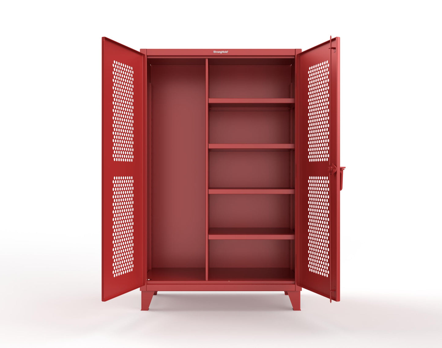 Extreme Duty 12 GA Ventilated (Hex) Janitorial Cabinet with 4 Shelves - 48 In. W x 24 In. D x 78 In. H - 46-H-BC-244-3001