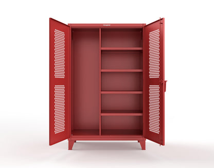 Extreme Duty 12 GA Ventilated (Hex) Janitorial Cabinet with 4 Shelves - 48 In. W x 24 In. D x 78 In. H - 46-H-BC-244-3001