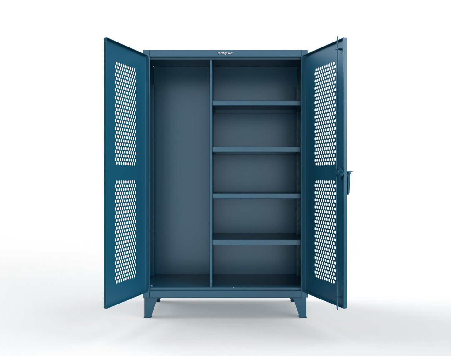 Extreme Duty 12 GA Ventilated (Hex) Janitorial Cabinet with 4 Shelves - 48 In. W x 24 In. D x 78 In. H - 46-H-BC-244-5001