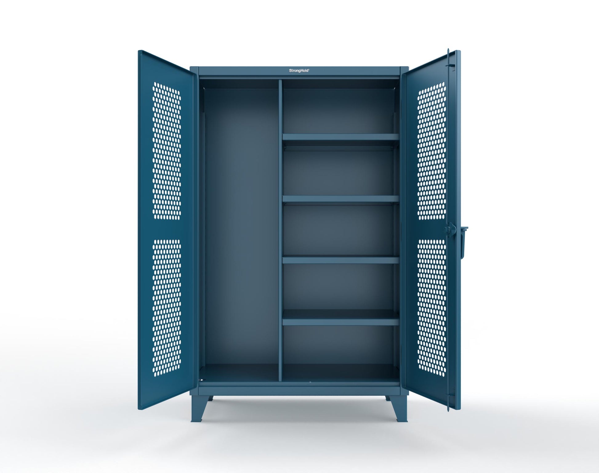 Extreme Duty 12 GA Ventilated (Hex) Janitorial Cabinet with 4 Shelves - 48 In. W x 24 In. D x 78 In. H - 46-H-BC-244-5001