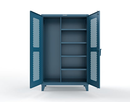 Extreme Duty 12 GA Ventilated (Hex) Janitorial Cabinet with 4 Shelves - 48 In. W x 24 In. D x 78 In. H - 46-H-BC-244-5001