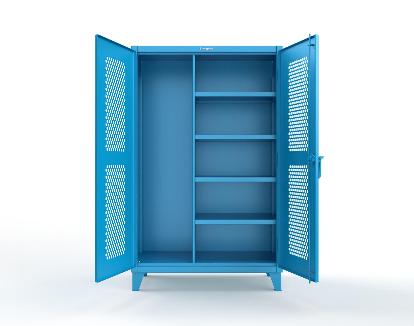 Extreme Duty 12 GA Ventilated (Hex) Janitorial Cabinet with 4 Shelves - 48 In. W x 24 In. D x 78 In. H - 46-H-BC-244-5012