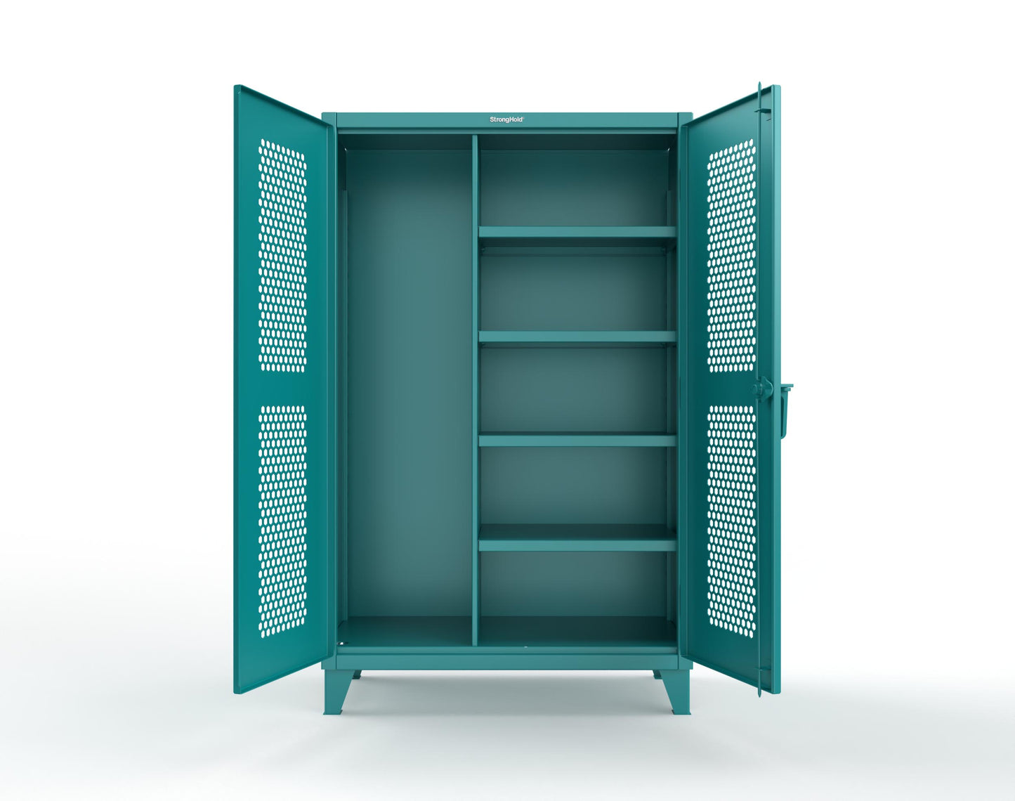 Extreme Duty 12 GA Ventilated (Hex) Janitorial Cabinet with 4 Shelves - 48 In. W x 24 In. D x 78 In. H - 46-H-BC-244-5021