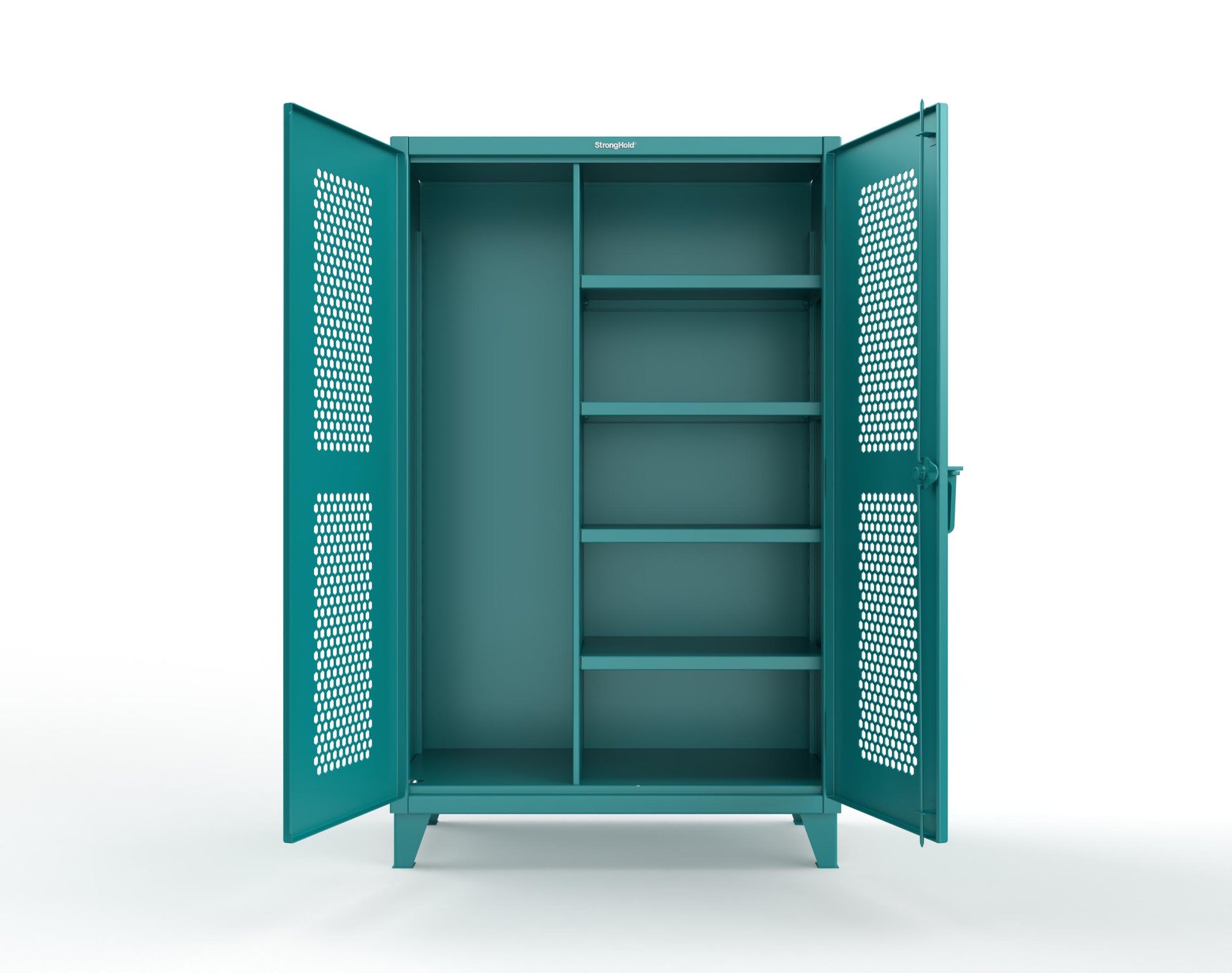 Extreme Duty 12 GA Ventilated (Hex) Janitorial Cabinet with 4 Shelves - 48 In. W x 24 In. D x 78 In. H - 46-H-BC-244-5021