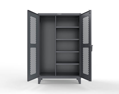 Extreme Duty 12 GA Ventilated (Hex) Janitorial Cabinet with 4 Shelves - 48 In. W x 24 In. D x 78 In. H - 46-H-BC-244-7024