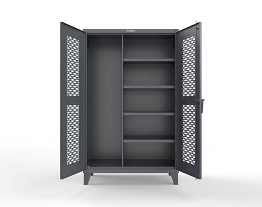Extreme Duty 12 GA Ventilated (Hex) Janitorial Cabinet with 4 Shelves - 48 In. W x 24 In. D x 78 In. H - 46-H-BC-244-7024