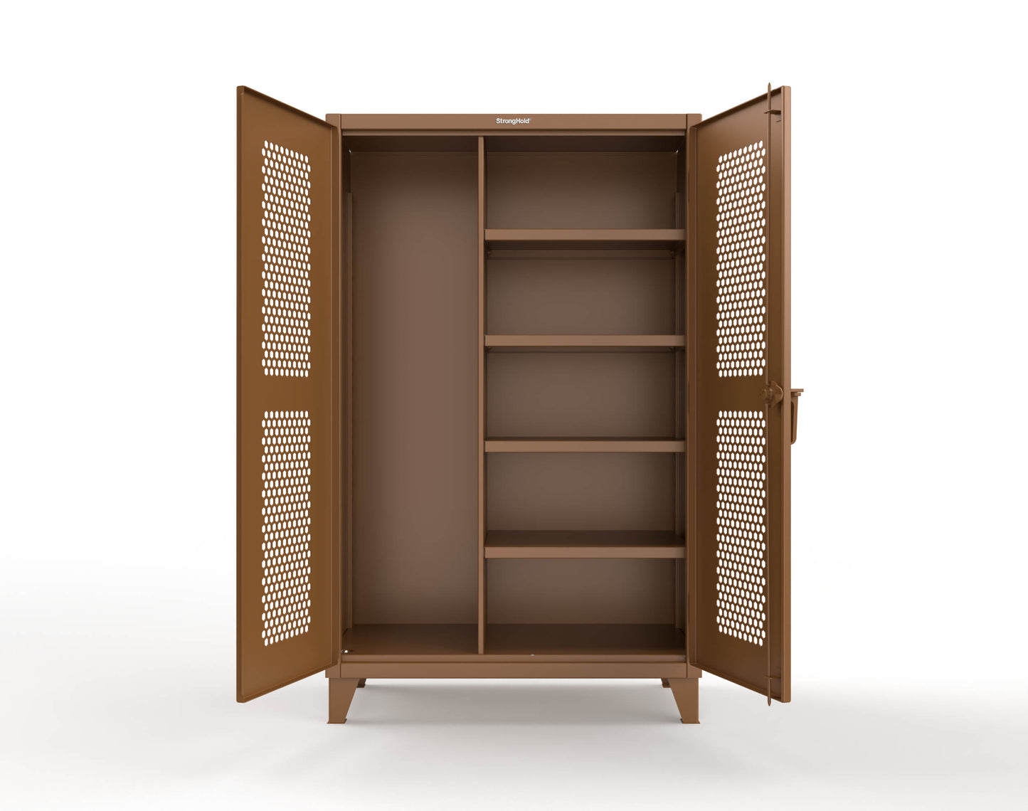 Extreme Duty 12 GA Ventilated (Hex) Janitorial Cabinet with 4 Shelves - 48 In. W x 24 In. D x 78 In. H - 46-H-BC-244-8008