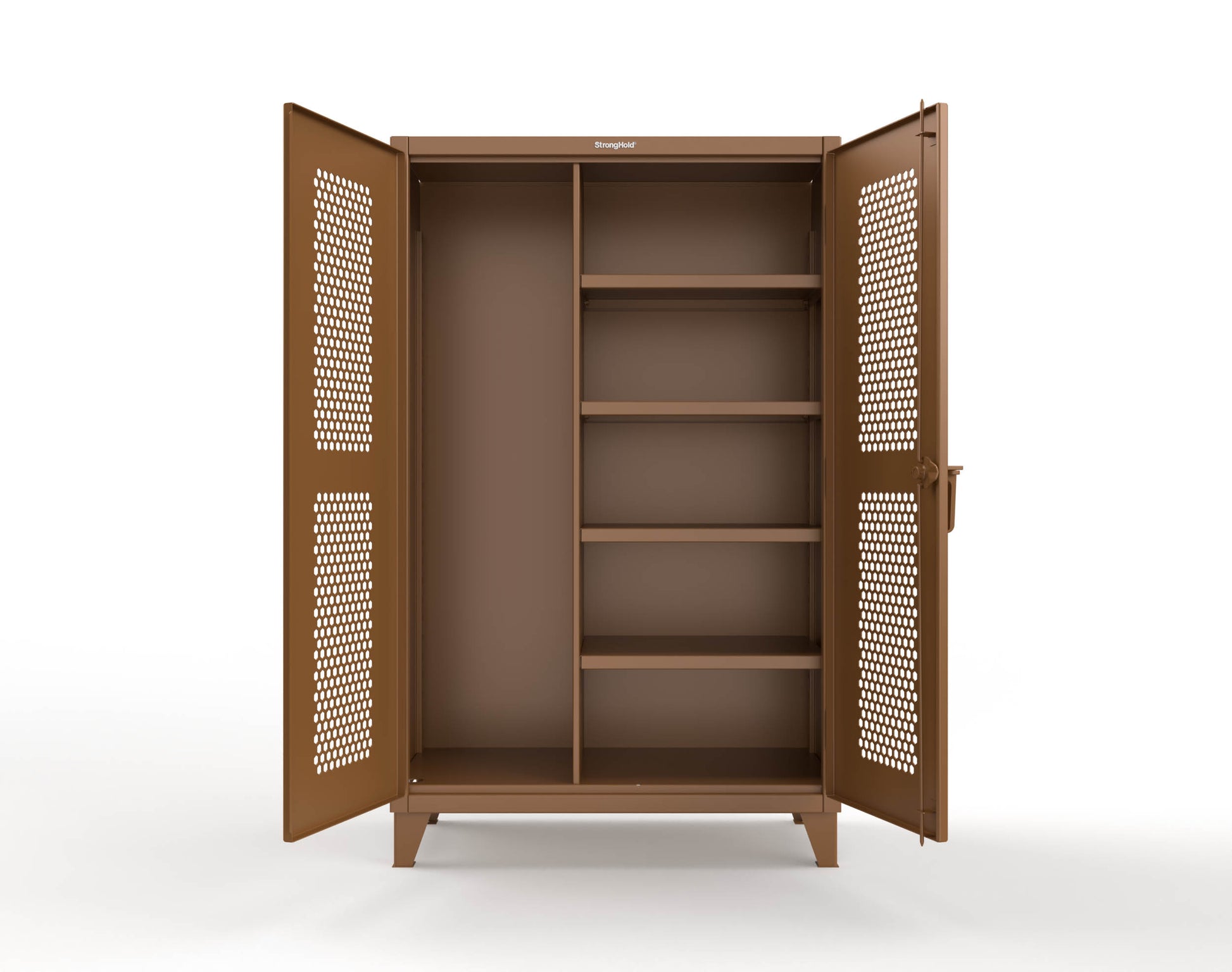 Extreme Duty 12 GA Ventilated (Hex) Janitorial Cabinet with 4 Shelves - 48 In. W x 24 In. D x 78 In. H - 46-H-BC-244-8008