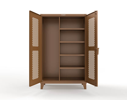 Extreme Duty 12 GA Ventilated (Hex) Janitorial Cabinet with 4 Shelves - 48 In. W x 24 In. D x 78 In. H - 46-H-BC-244-8008