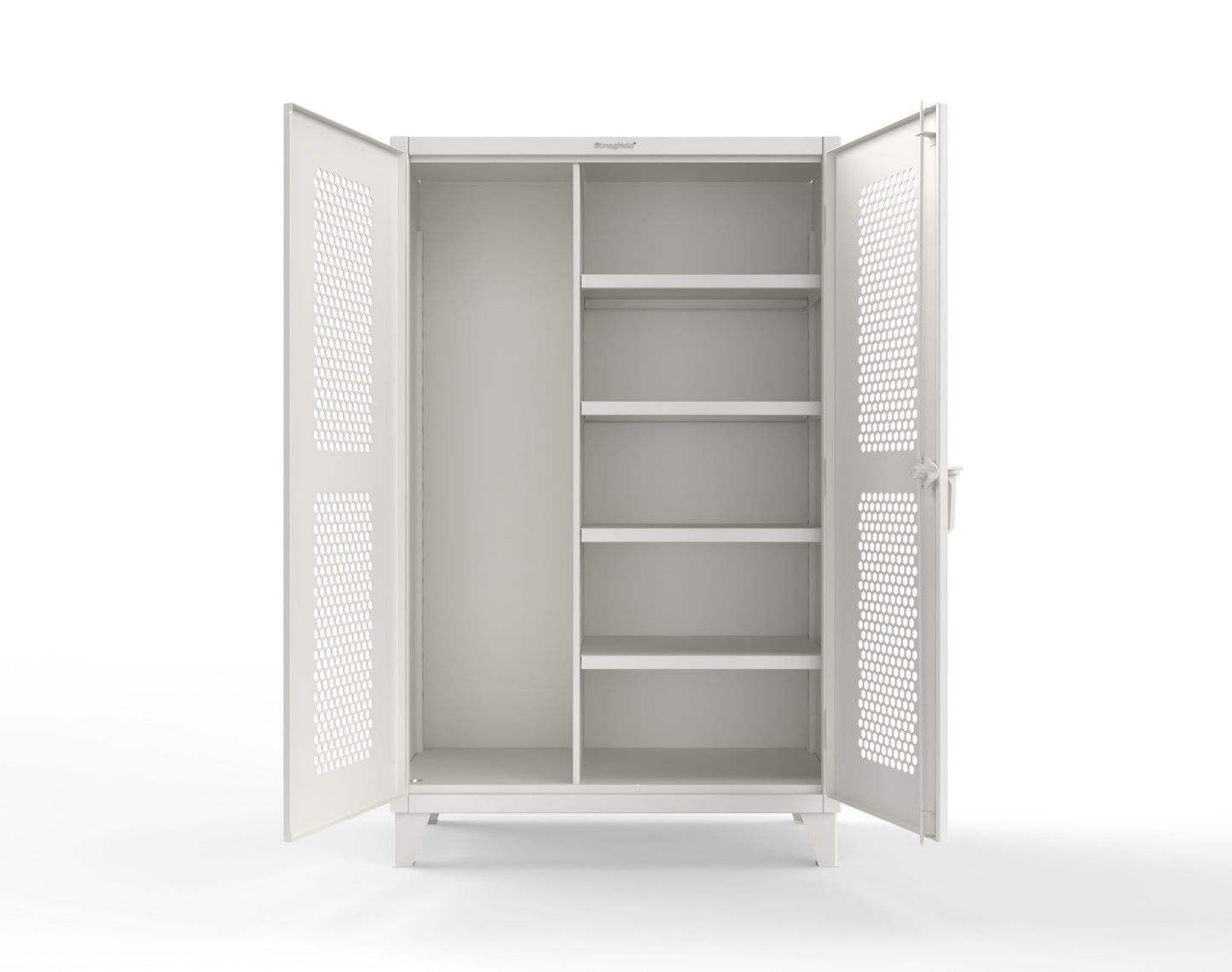 Extreme Duty 12 GA Ventilated (Hex) Janitorial Cabinet with 4 Shelves - 48 In. W x 24 In. D x 78 In. H - 46-H-BC-244-9003