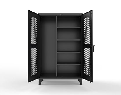 Extreme Duty 12 GA Ventilated (Hex) Janitorial Cabinet with 4 Shelves - 48 In. W x 24 In. D x 78 In. H - 46-H-BC-244-9005