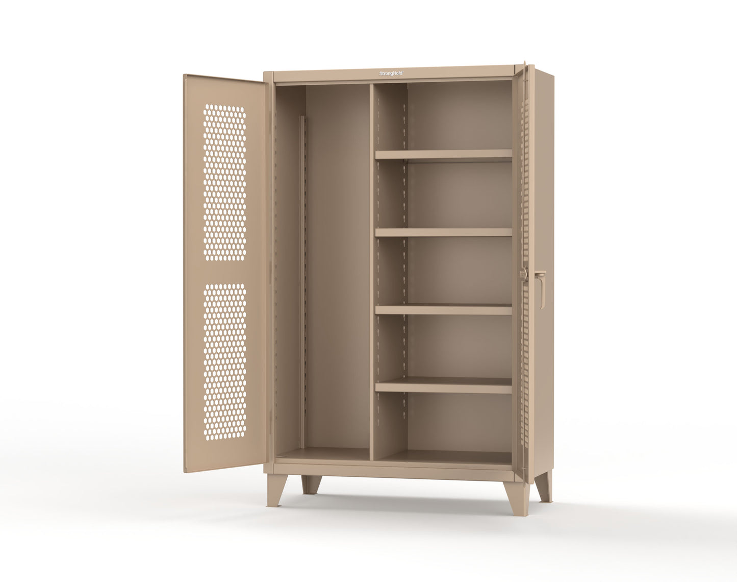Extreme Duty 12 GA Ventilated (Hex) Janitorial Cabinet with 4 Shelves - 48 In. W x 24 In. D x 78 In. H - 46-H-BC-244-1019