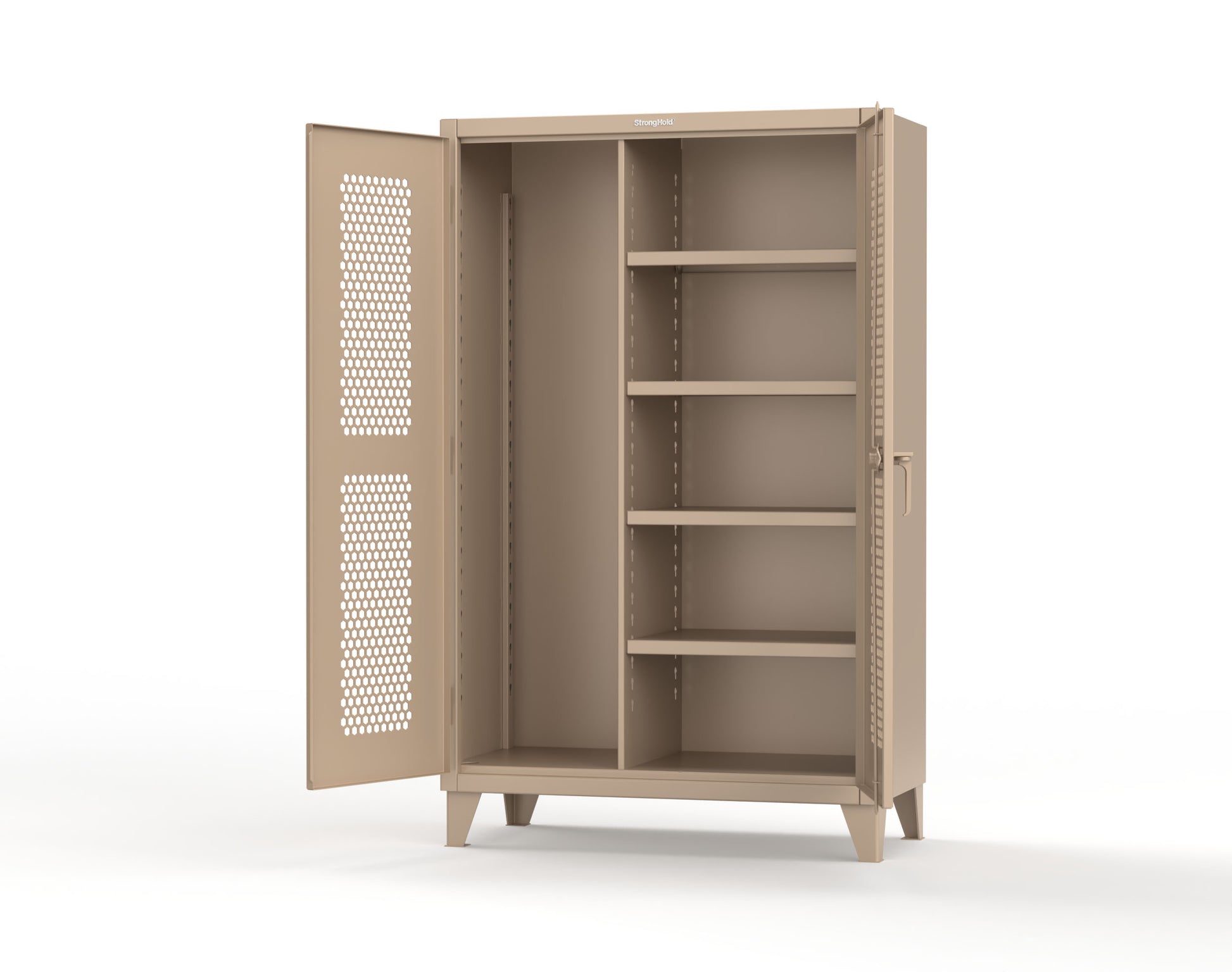 Extreme Duty 12 GA Ventilated (Hex) Janitorial Cabinet with 4 Shelves - 48 In. W x 24 In. D x 78 In. H - 46-H-BC-244-1019