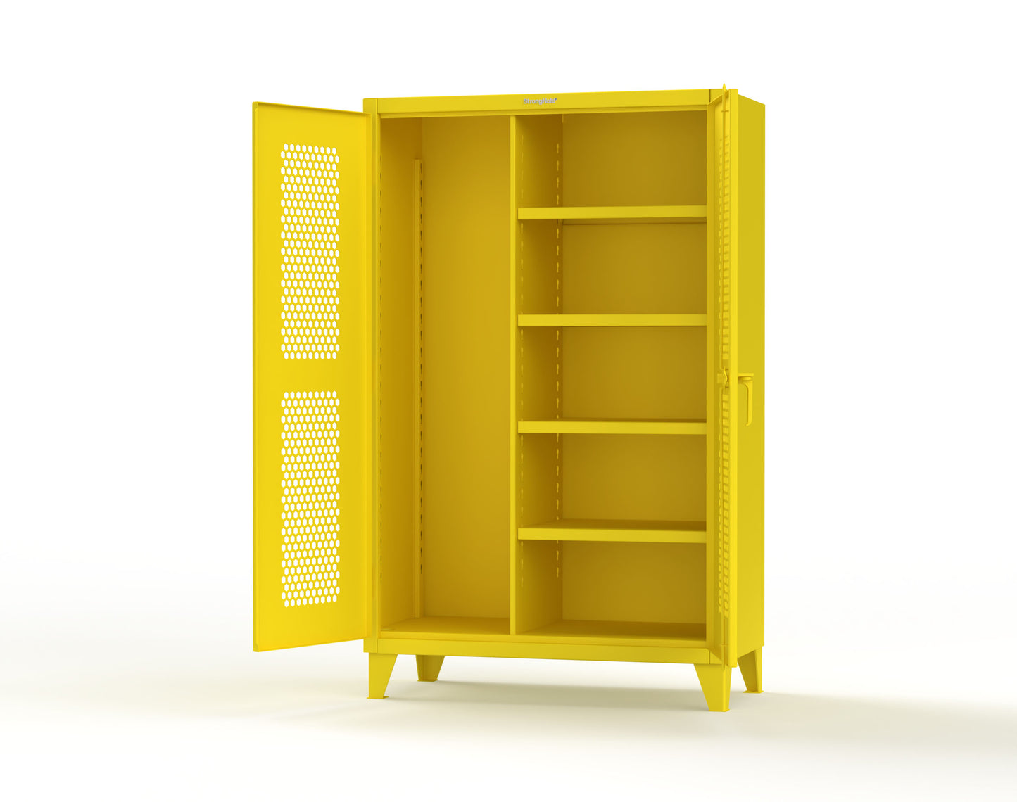 Extreme Duty 12 GA Ventilated (Hex) Janitorial Cabinet with 4 Shelves - 48 In. W x 24 In. D x 78 In. H - 46-H-BC-244-1021