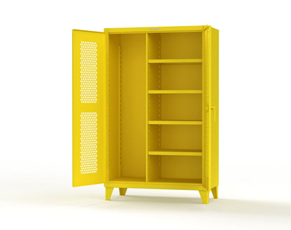 Extreme Duty 12 GA Ventilated (Hex) Janitorial Cabinet with 4 Shelves - 48 In. W x 24 In. D x 78 In. H - 46-H-BC-244-1021