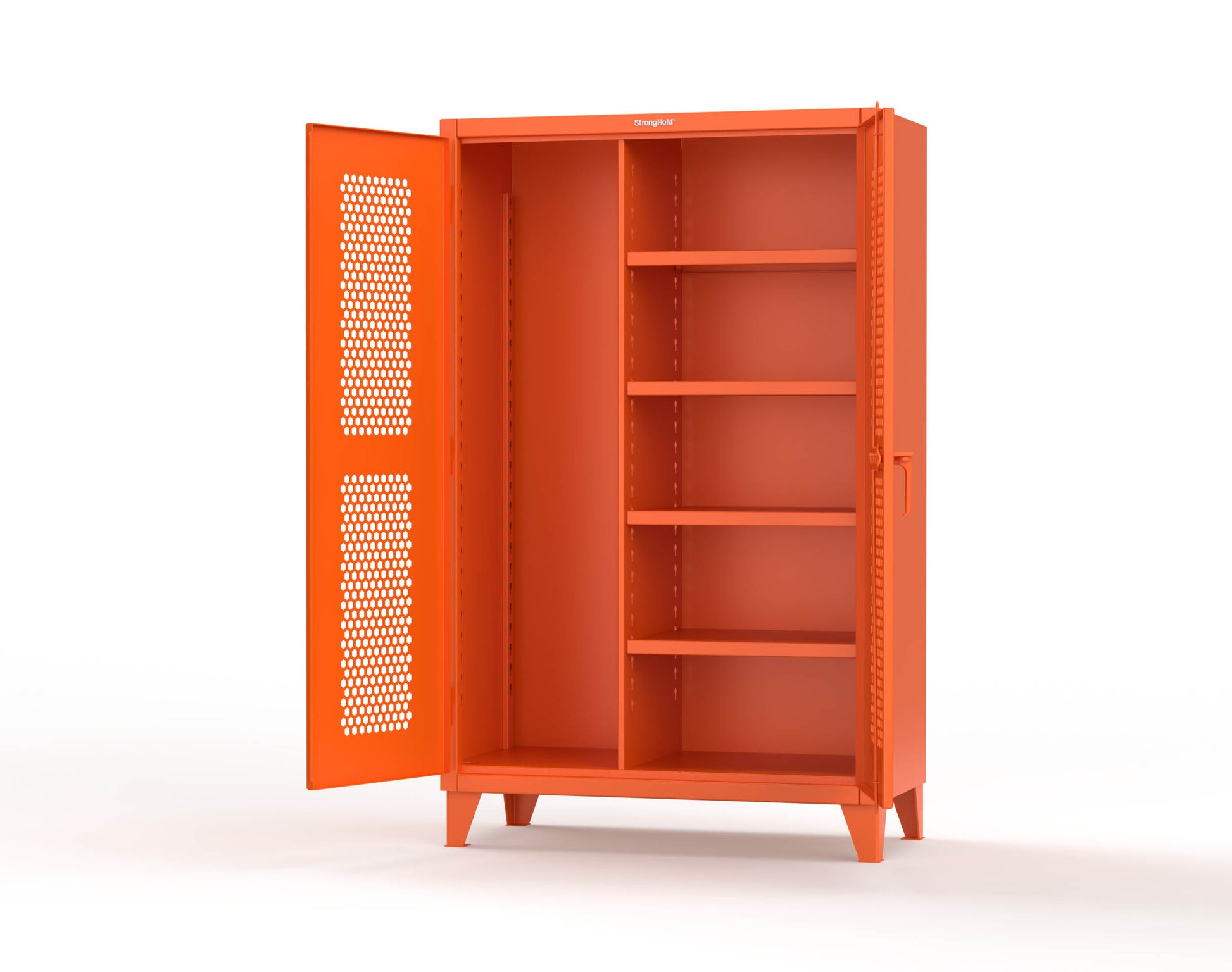 Extreme Duty 12 GA Ventilated (Hex) Janitorial Cabinet with 4 Shelves - 48 In. W x 24 In. D x 78 In. H - 46-H-BC-244-2009