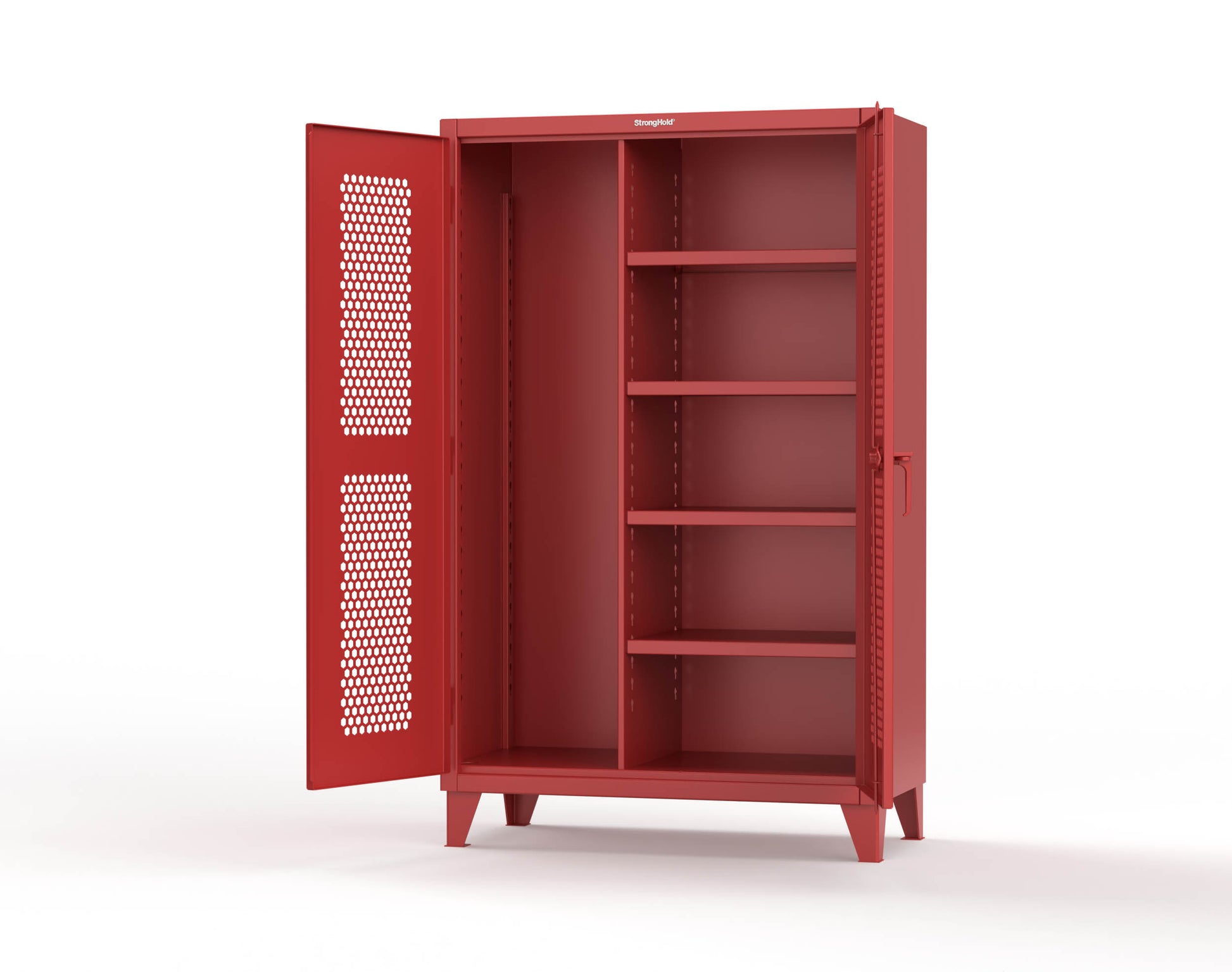 Extreme Duty 12 GA Ventilated (Hex) Janitorial Cabinet with 4 Shelves - 48 In. W x 24 In. D x 78 In. H - 46-H-BC-244-3001