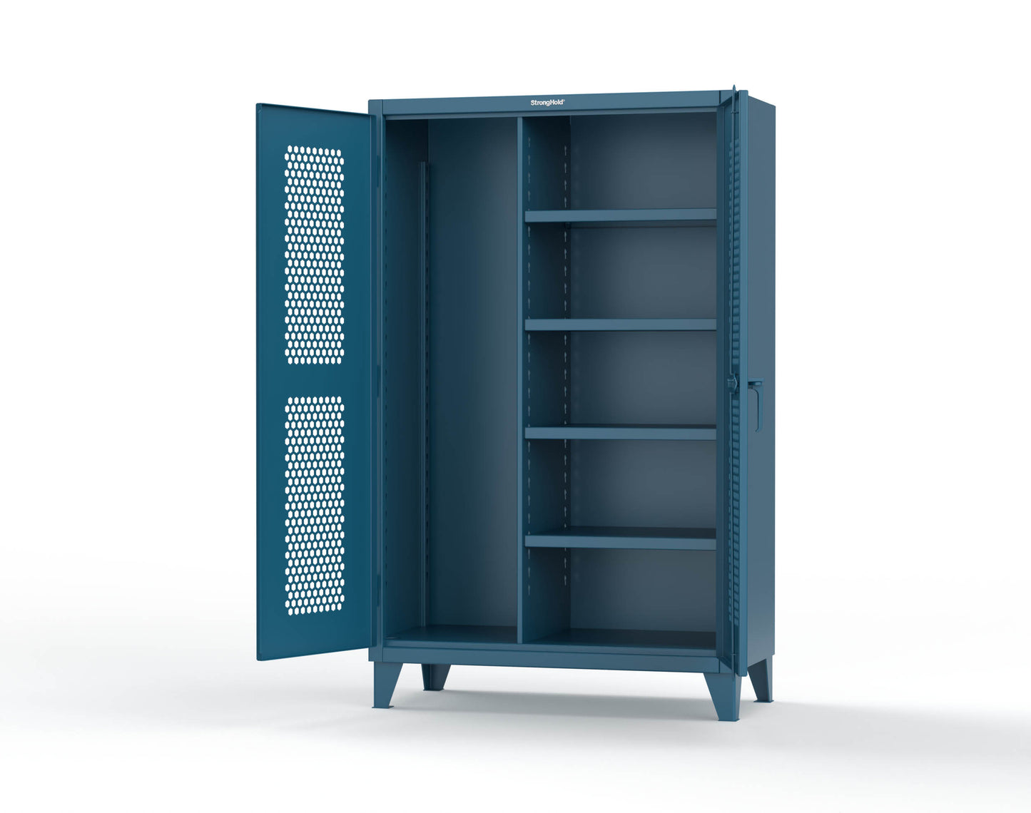 Extreme Duty 12 GA Ventilated (Hex) Janitorial Cabinet with 4 Shelves - 48 In. W x 24 In. D x 78 In. H - 46-H-BC-244-5001