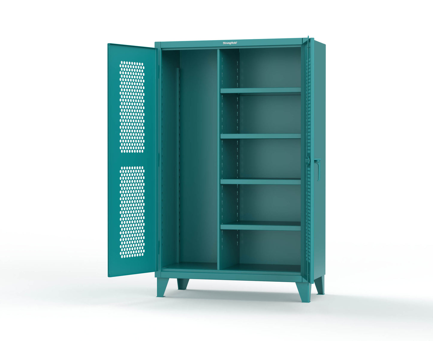 Extreme Duty 12 GA Ventilated (Hex) Janitorial Cabinet with 4 Shelves - 48 In. W x 24 In. D x 78 In. H - 46-H-BC-244-5021
