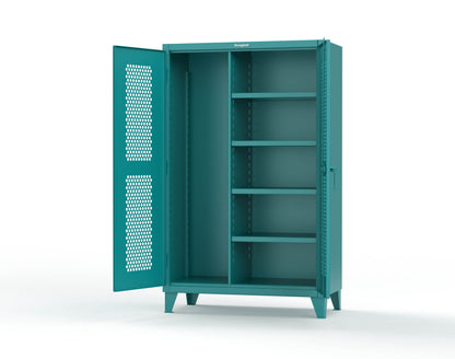 Extreme Duty 12 GA Ventilated (Hex) Janitorial Cabinet with 4 Shelves - 48 In. W x 24 In. D x 78 In. H - 46-H-BC-244-5021