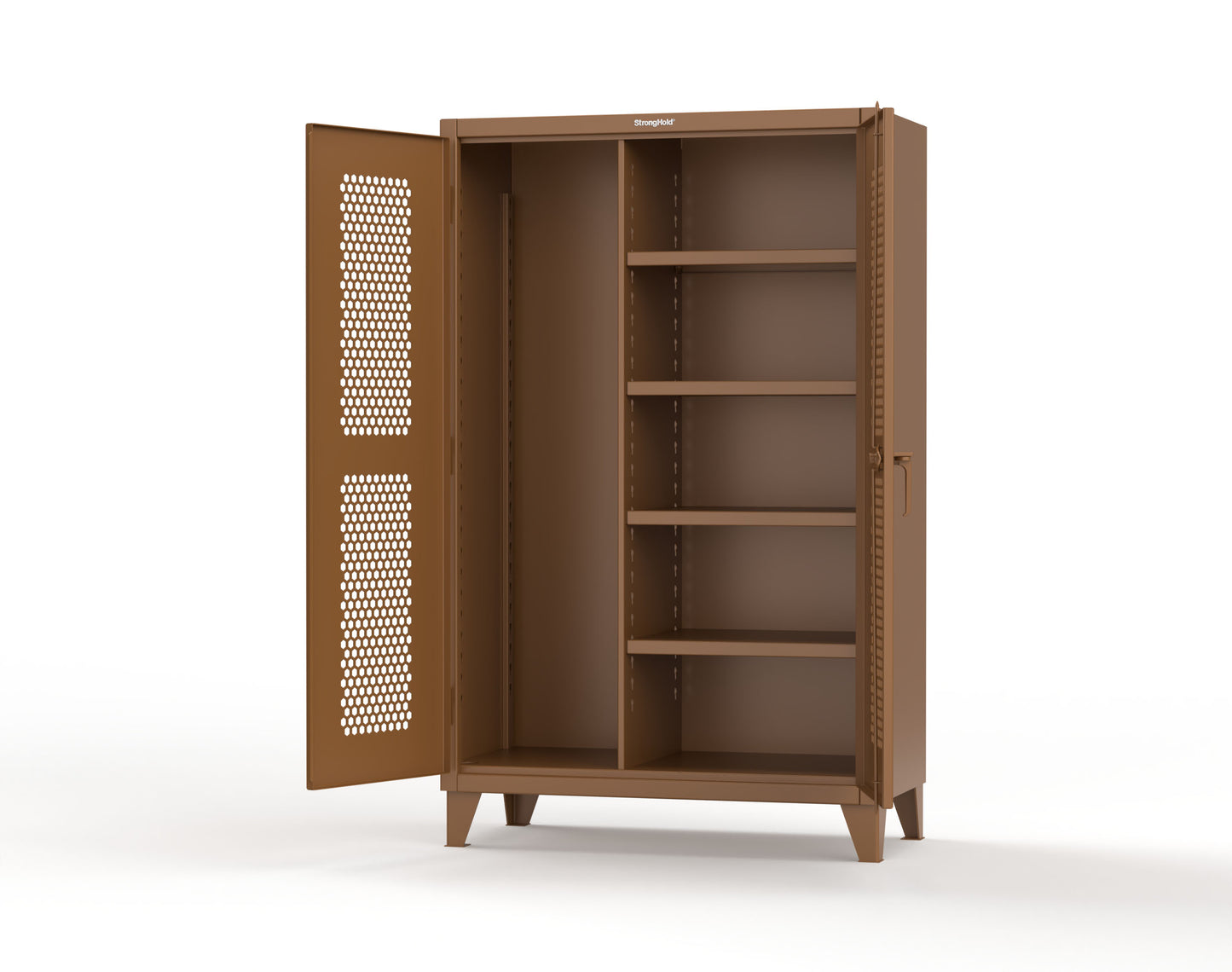 Extreme Duty 12 GA Ventilated (Hex) Janitorial Cabinet with 4 Shelves - 48 In. W x 24 In. D x 78 In. H - 46-H-BC-244-8008