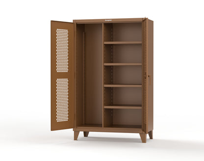 Extreme Duty 12 GA Ventilated (Hex) Janitorial Cabinet with 4 Shelves - 48 In. W x 24 In. D x 78 In. H - 46-H-BC-244-8008