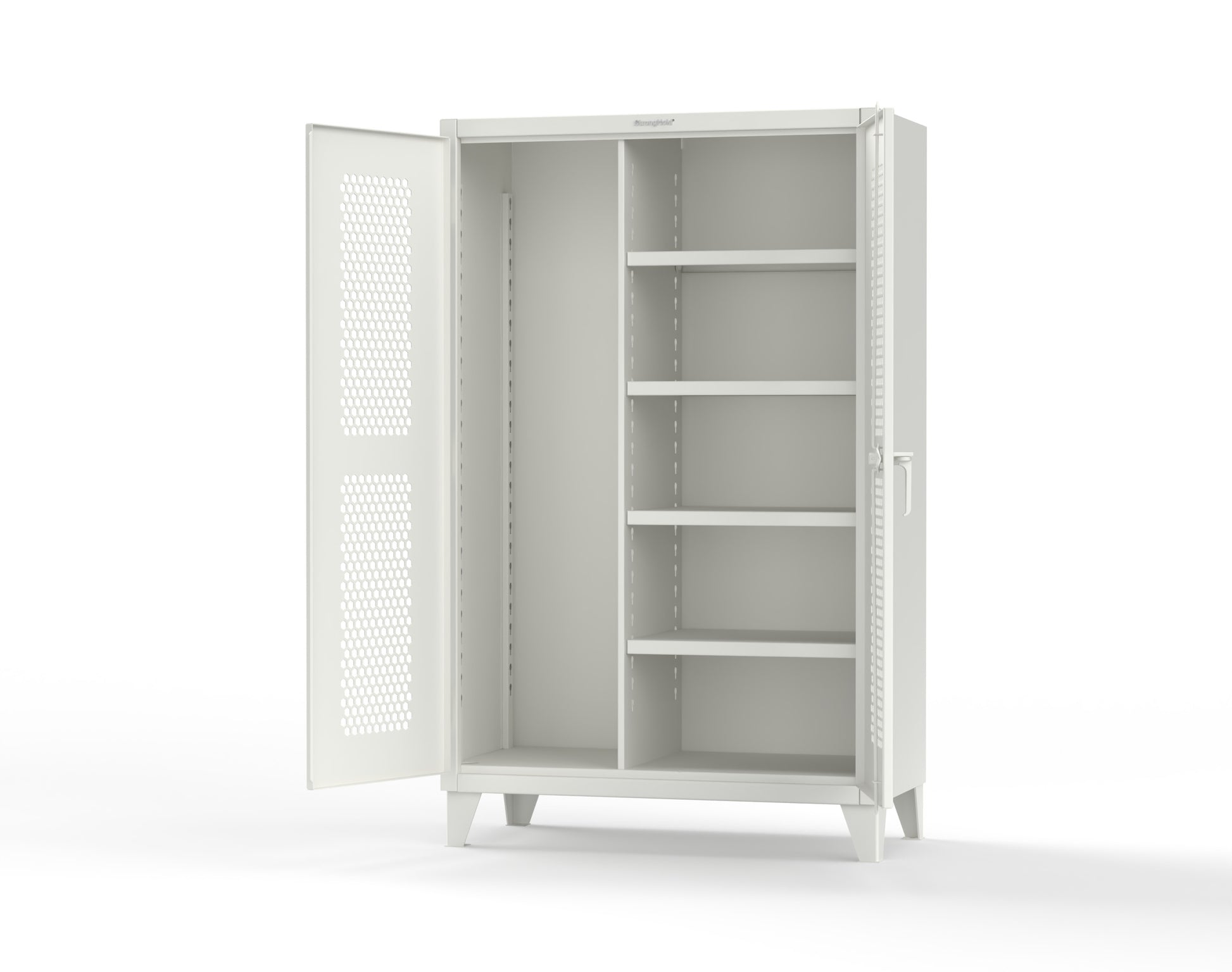 Extreme Duty 12 GA Ventilated (Hex) Janitorial Cabinet with 4 Shelves - 48 In. W x 24 In. D x 78 In. H - 46-H-BC-244-9003
