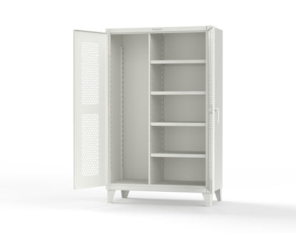 Extreme Duty 12 GA Ventilated (Hex) Janitorial Cabinet with 4 Shelves - 48 In. W x 24 In. D x 78 In. H - 46-H-BC-244-9003