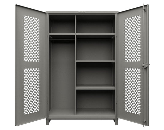 Extra Heavy Duty 14 GA Ventilated (Hex) Uniform Cabinet with 4 Shelves - 48 In. W x 24 In. D x 75 In. H