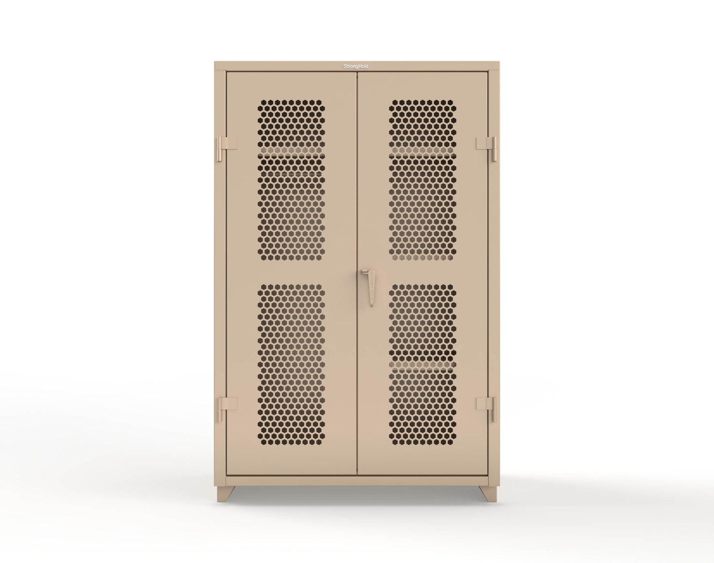 Extra Heavy Duty 14 GA Ventilated (Hex) Uniform Cabinet with 4 Shelves - 48 In. W x 24 In. D x 75 In. H - 46-H-W-244-L-1019