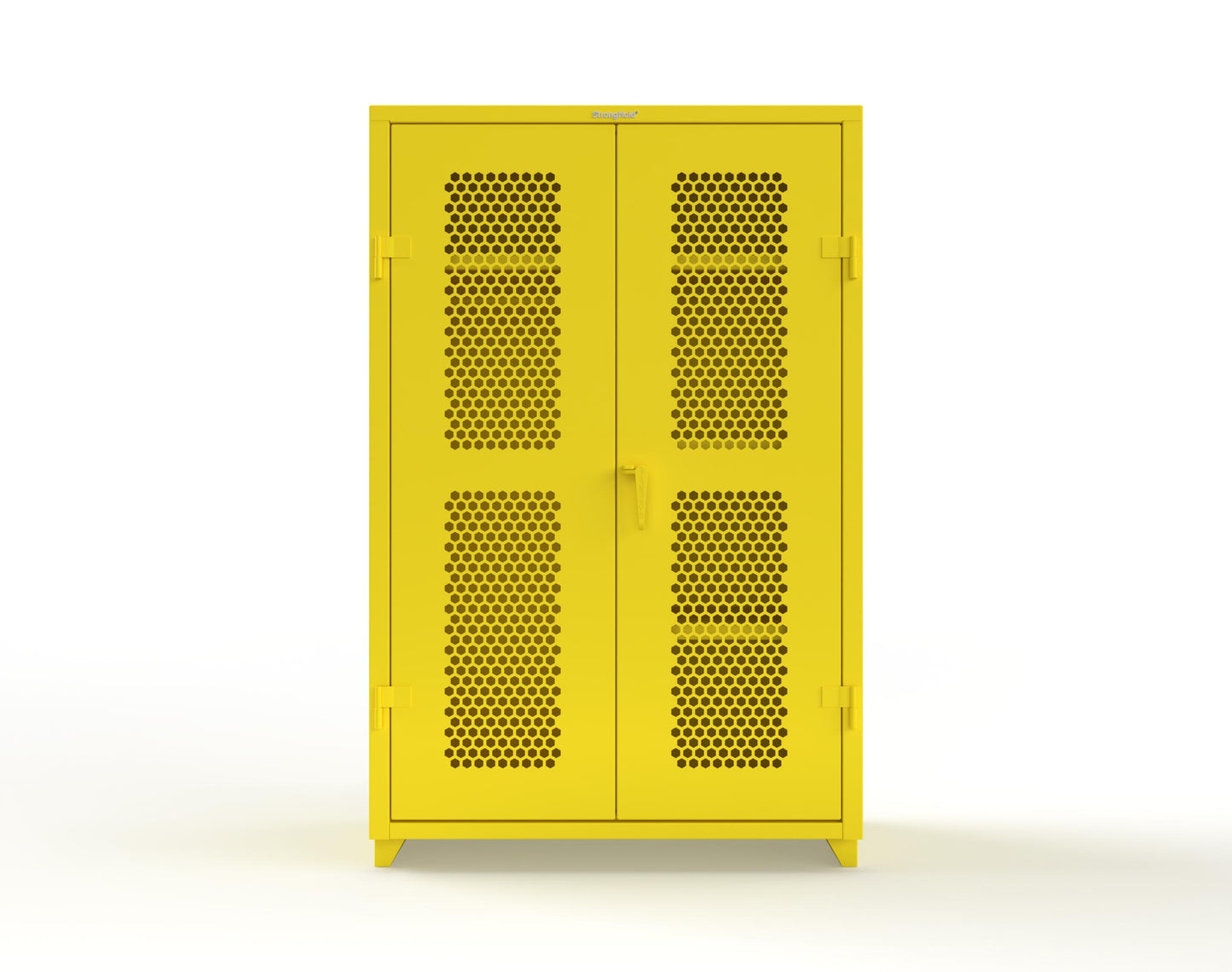Extra Heavy Duty 14 GA Ventilated (Hex) Uniform Cabinet with 4 Shelves - 48 In. W x 24 In. D x 75 In. H - 46-H-W-244-L-1021