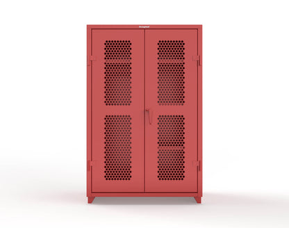 Extra Heavy Duty 14 GA Ventilated (Hex) Uniform Cabinet with 4 Shelves - 48 In. W x 24 In. D x 75 In. H - 46-H-W-244-L-3001