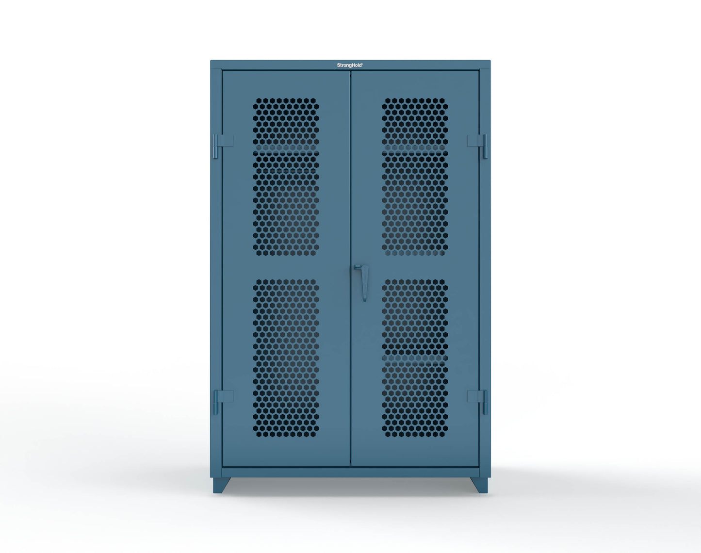 Extra Heavy Duty 14 GA Ventilated (Hex) Uniform Cabinet with 4 Shelves - 48 In. W x 24 In. D x 75 In. H - 46-H-W-244-L-5001