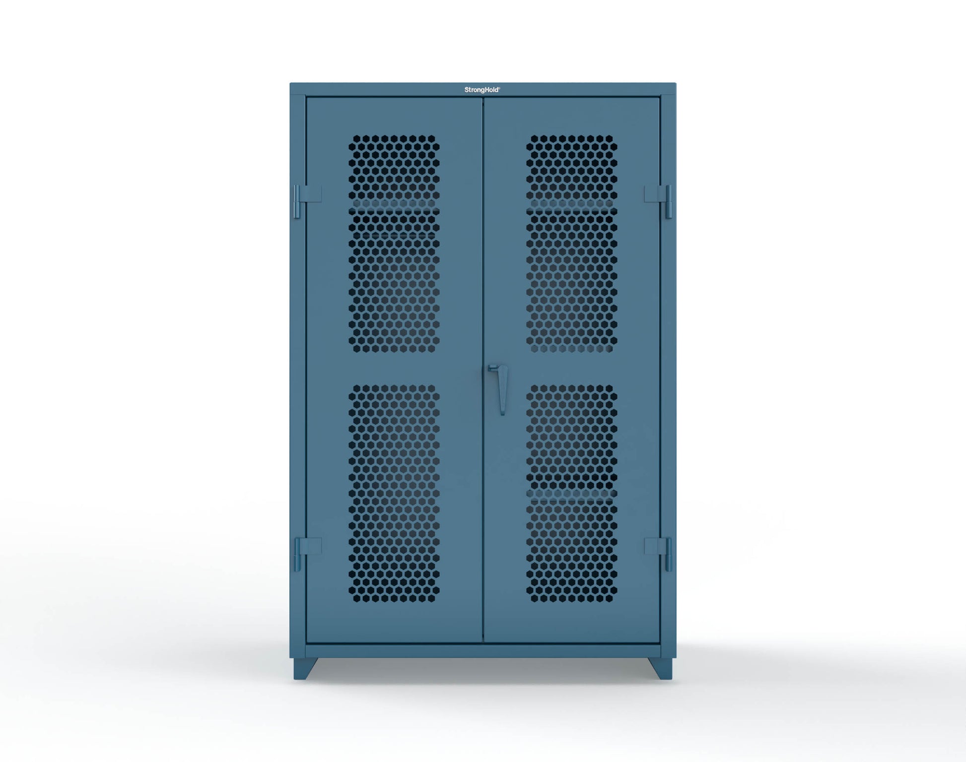 Extra Heavy Duty 14 GA Ventilated (Hex) Uniform Cabinet with 4 Shelves - 48 In. W x 24 In. D x 75 In. H - 46-H-W-244-L-5001