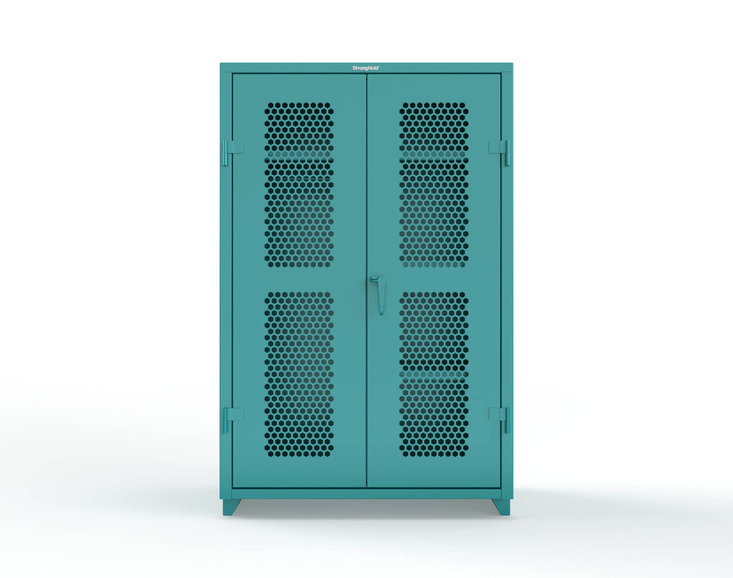 Extra Heavy Duty 14 GA Ventilated (Hex) Uniform Cabinet with 4 Shelves - 48 In. W x 24 In. D x 75 In. H - 46-H-W-244-L-5021