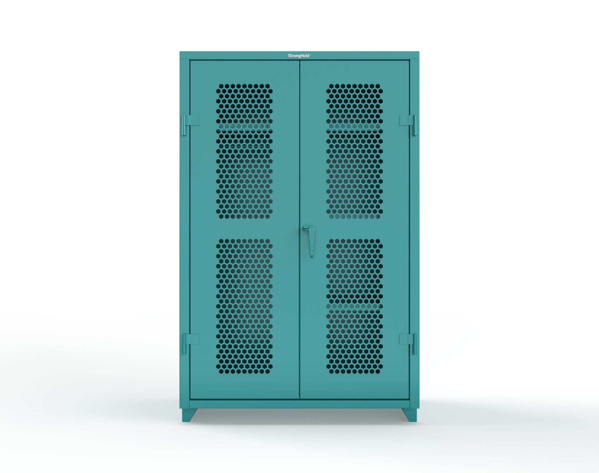 Extra Heavy Duty 14 GA Ventilated (Hex) Uniform Cabinet with 4 Shelves - 48 In. W x 24 In. D x 75 In. H - 46-H-W-244-L-5021