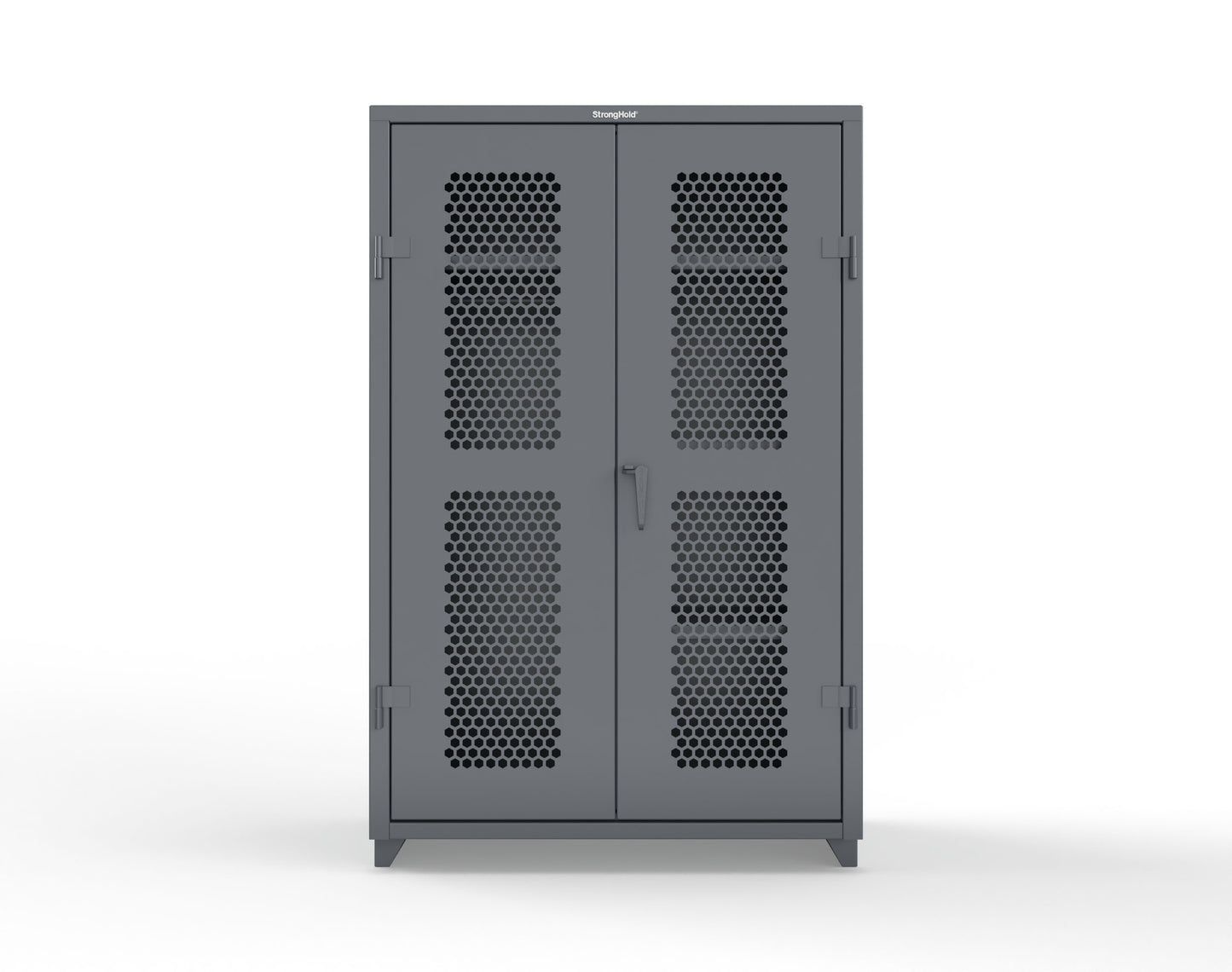 Extra Heavy Duty 14 GA Ventilated (Hex) Uniform Cabinet with 4 Shelves - 48 In. W x 24 In. D x 75 In. H - 46-H-W-244-L-7024