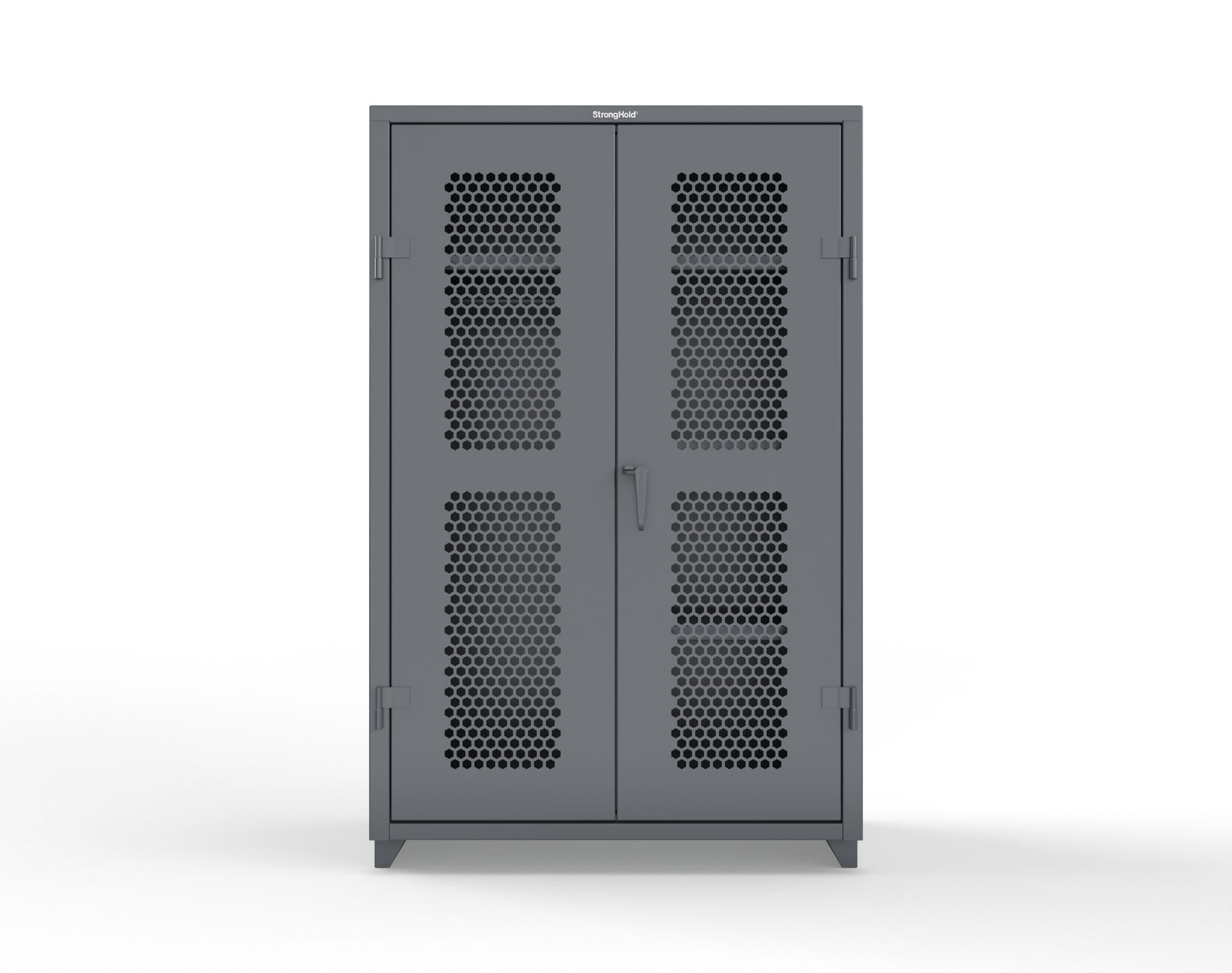 Extra Heavy Duty 14 GA Ventilated (Hex) Uniform Cabinet with 4 Shelves - 48 In. W x 24 In. D x 75 In. H - 46-H-W-244-L-7024