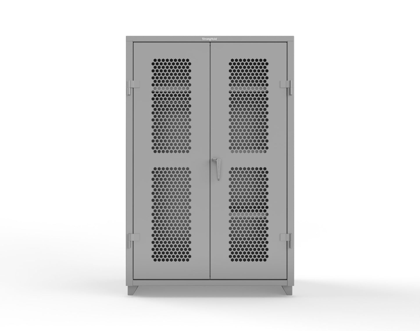 Extra Heavy Duty 14 GA Ventilated (Hex) Uniform Cabinet with 4 Shelves - 48 In. W x 24 In. D x 75 In. H - 46-H-W-244-L-7037