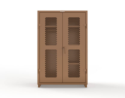 Extra Heavy Duty 14 GA Ventilated (Hex) Uniform Cabinet with 4 Shelves - 48 In. W x 24 In. D x 75 In. H - 46-H-W-244-L-8008