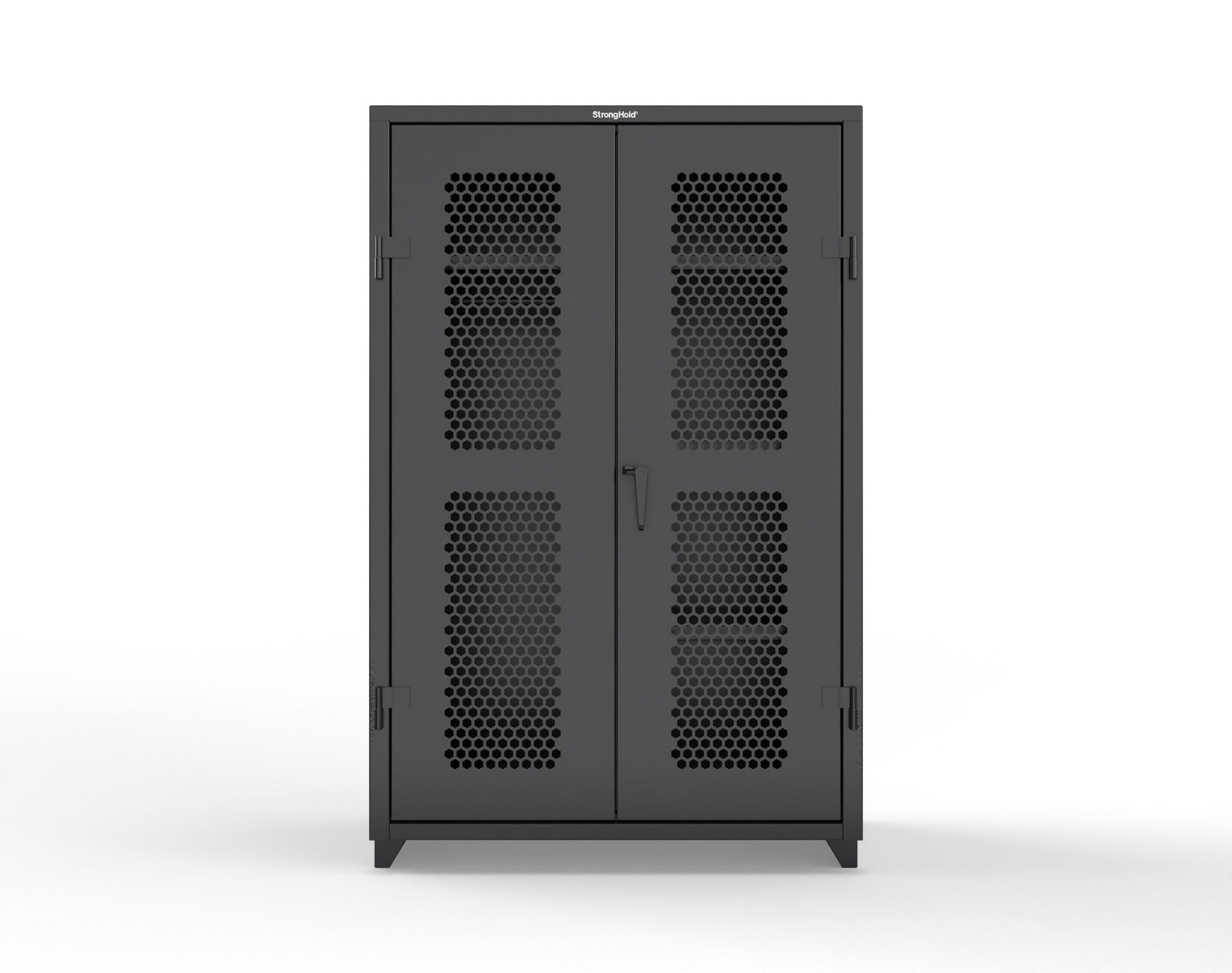 Extra Heavy Duty 14 GA Ventilated (Hex) Uniform Cabinet with 4 Shelves - 48 In. W x 24 In. D x 75 In. H - 46-H-W-244-L-9005