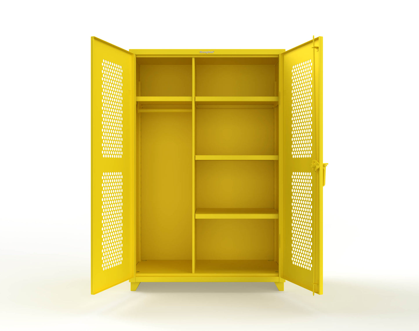 Extra Heavy Duty 14 GA Ventilated (Hex) Uniform Cabinet with 4 Shelves - 48 In. W x 24 In. D x 75 In. H - 46-H-W-244-L-1021