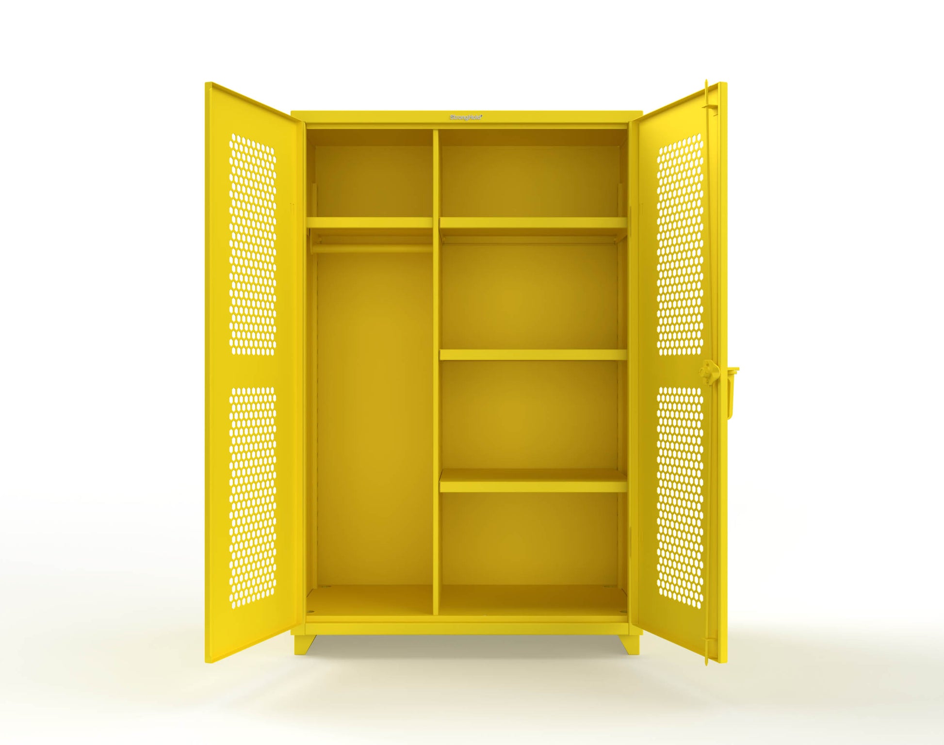 Extra Heavy Duty 14 GA Ventilated (Hex) Uniform Cabinet with 4 Shelves - 48 In. W x 24 In. D x 75 In. H - 46-H-W-244-L-1021