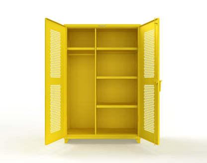 Extra Heavy Duty 14 GA Ventilated (Hex) Uniform Cabinet with 4 Shelves - 48 In. W x 24 In. D x 75 In. H - 46-H-W-244-L-1021