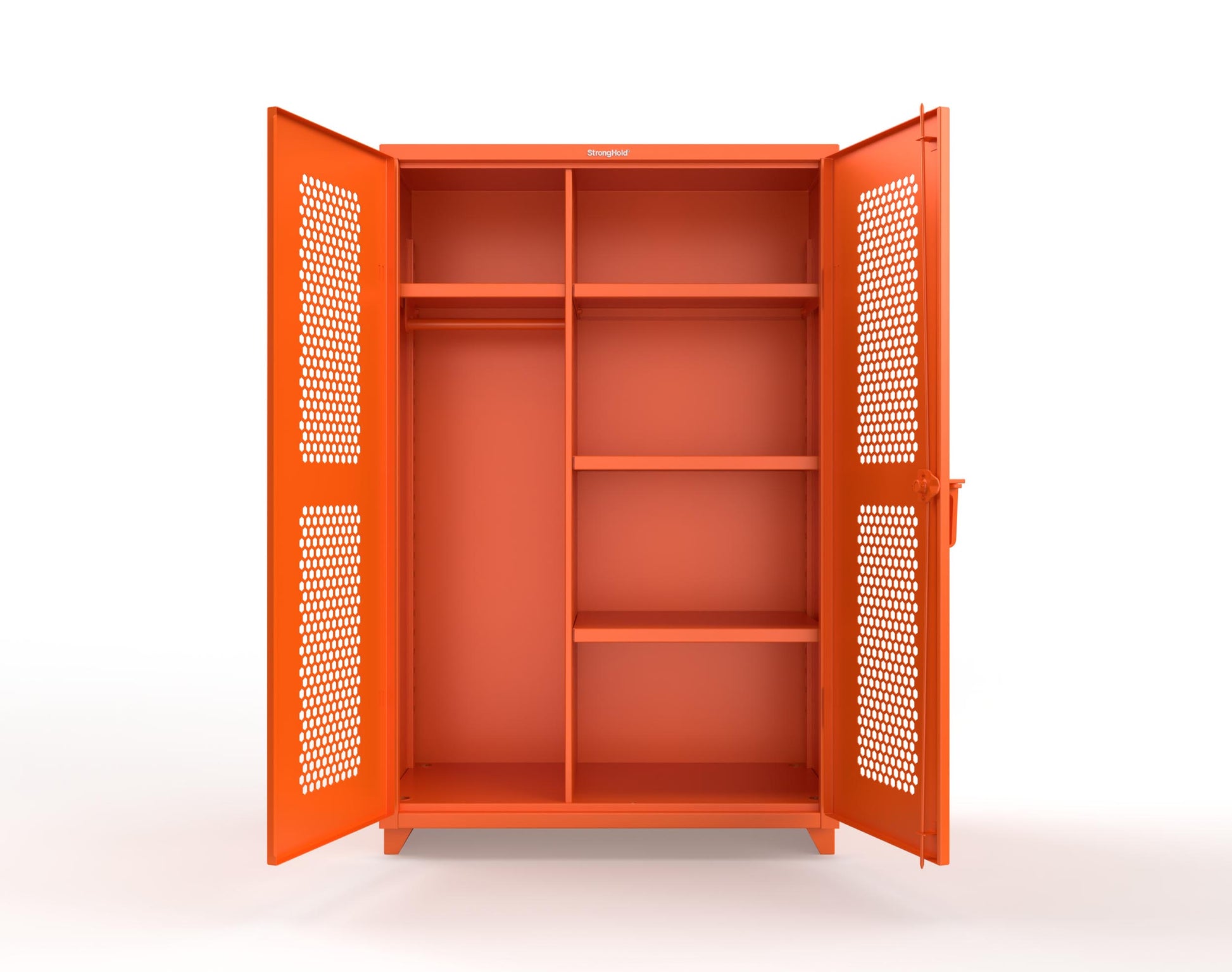 Extra Heavy Duty 14 GA Ventilated (Hex) Uniform Cabinet with 4 Shelves - 48 In. W x 24 In. D x 75 In. H - 46-H-W-244-L-2009