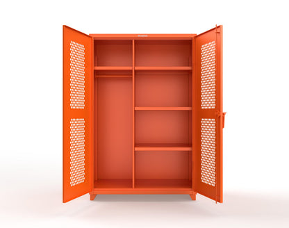 Extra Heavy Duty 14 GA Ventilated (Hex) Uniform Cabinet with 4 Shelves - 48 In. W x 24 In. D x 75 In. H - 46-H-W-244-L-2009