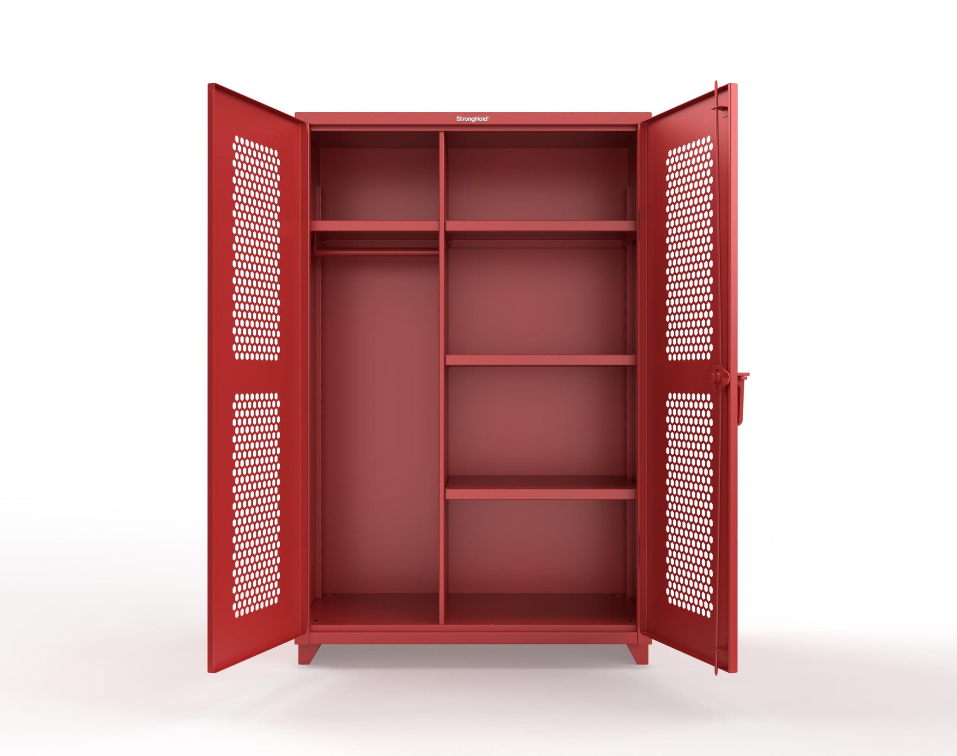 Extra Heavy Duty 14 GA Ventilated (Hex) Uniform Cabinet with 4 Shelves - 48 In. W x 24 In. D x 75 In. H - 46-H-W-244-L-3001