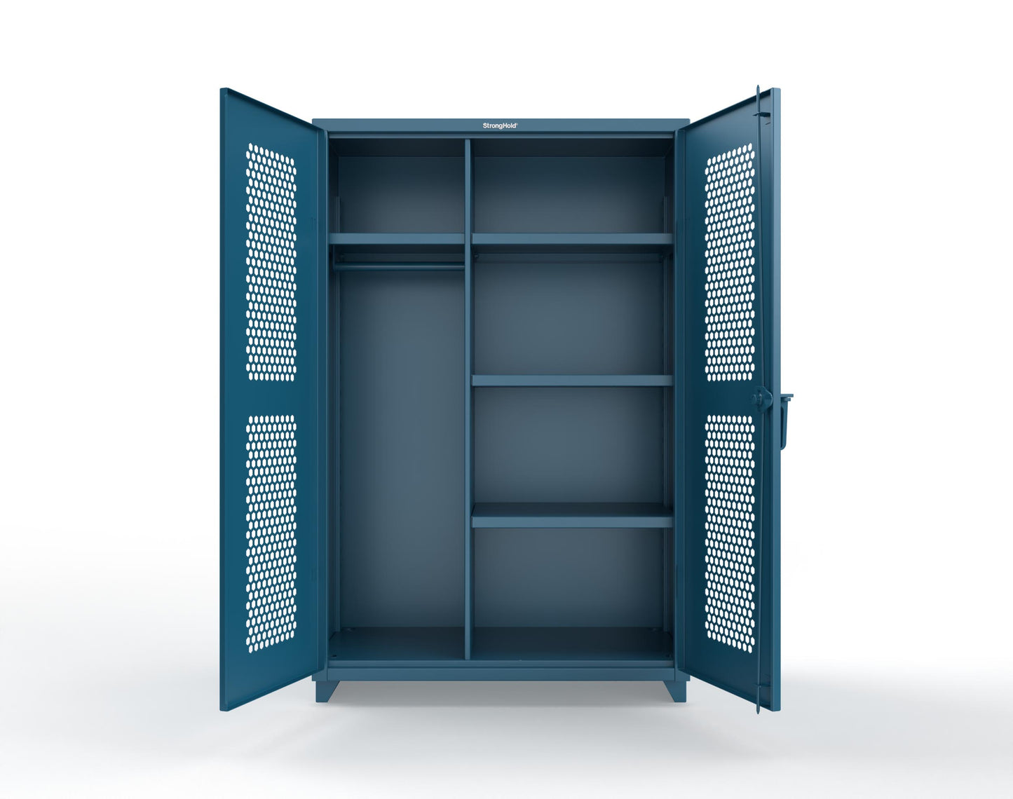 Extra Heavy Duty 14 GA Ventilated (Hex) Uniform Cabinet with 4 Shelves - 48 In. W x 24 In. D x 75 In. H - 46-H-W-244-L-5001
