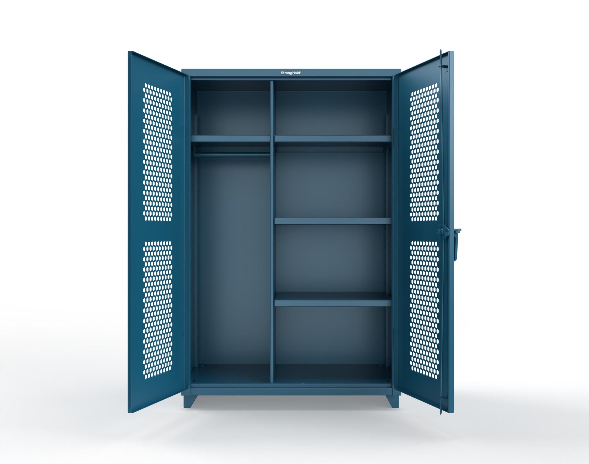 Extra Heavy Duty 14 GA Ventilated (Hex) Uniform Cabinet with 4 Shelves - 48 In. W x 24 In. D x 75 In. H - 46-H-W-244-L-5001