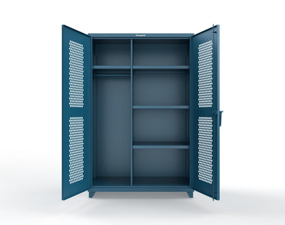 Extra Heavy Duty 14 GA Ventilated (Hex) Uniform Cabinet with 4 Shelves - 48 In. W x 24 In. D x 75 In. H - 46-H-W-244-L-5001